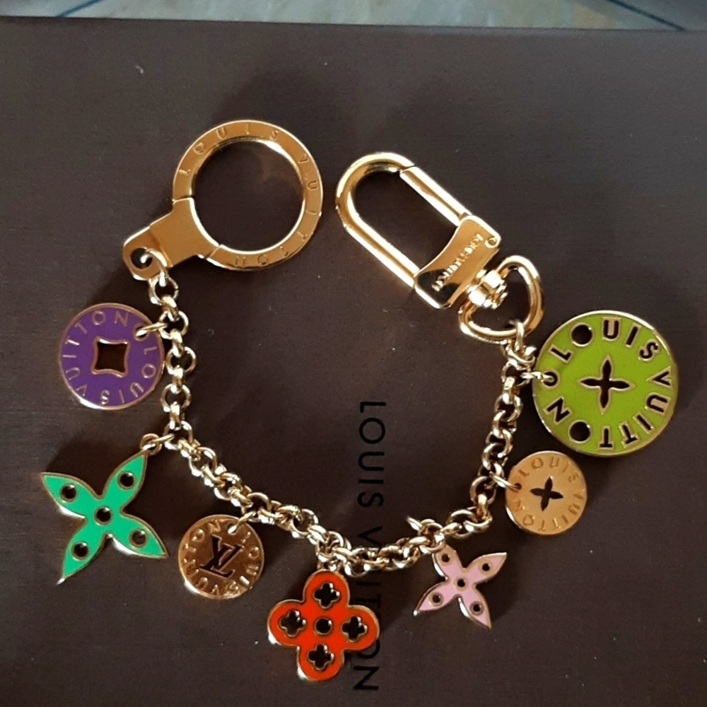 Louis Vuitton Authentic Monogram Multicolor Looping Chain Key Ring EUC - Picture 7 of 12